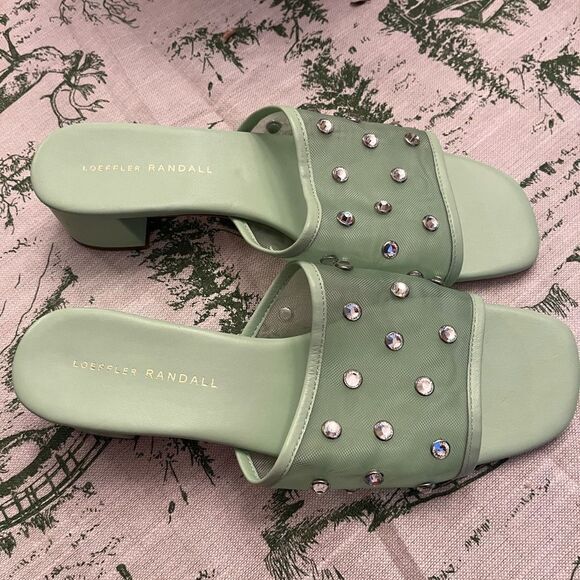 Loeffler Randall Brooke Mesh Mid Heel Mule Sandals w/ Crystal Embellishment NWT - Picture 11 of 11